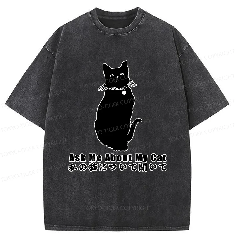 Tokyo-Tiger Tsundere Cat Washed T-Shirt