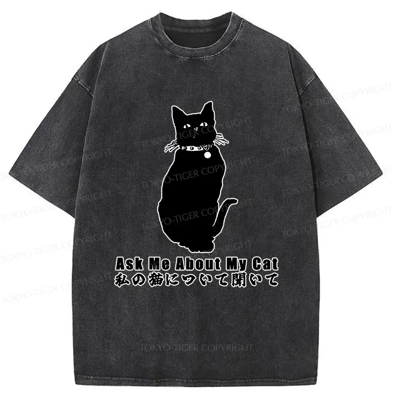 Tokyo-Tiger Tsundere Cat Washed T-Shirt