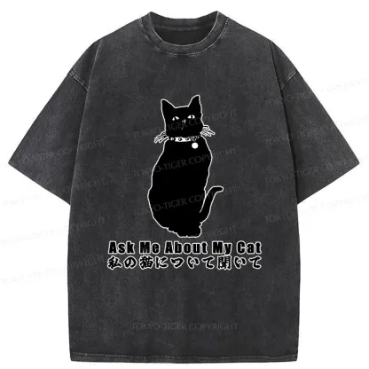 Tokyo-Tiger Tsundere Cat Washed T-Shirt