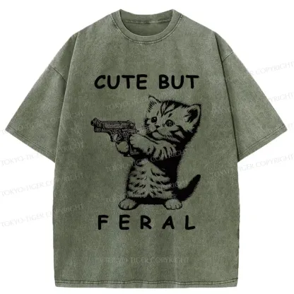 Tokyo-Tiger Ferocious Cat Washed T-Shirt