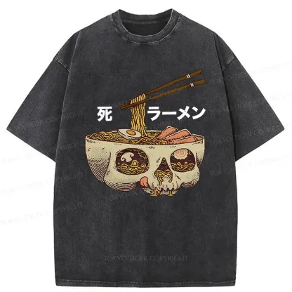 Tokyo-Tiger Skull Ramen Washed T-Shirt
