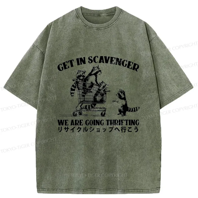 Tokyo-Tiger Raccoons Picking Up Trash Washed T-Shirt