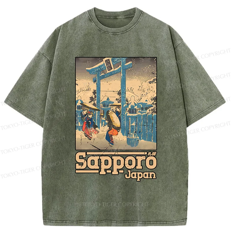 Tokyo-Tiger Sapporo Snow Scene Washed T-Shirt