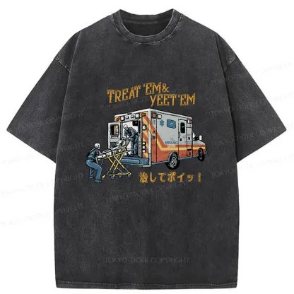 Tokyo-Tiger Ambulance Funny Washed T-Shirt