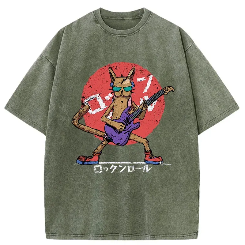 Tokyo-Tiger Rock Cat Washed T-Shirt