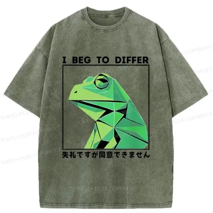 Tokyo-Tiger Funny Frog Meme Washed T-Shirt
