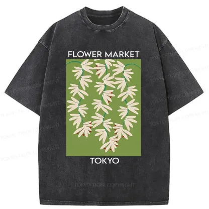 Tokyo-Tiger Flower Market Simplicity Washed T-Shirt