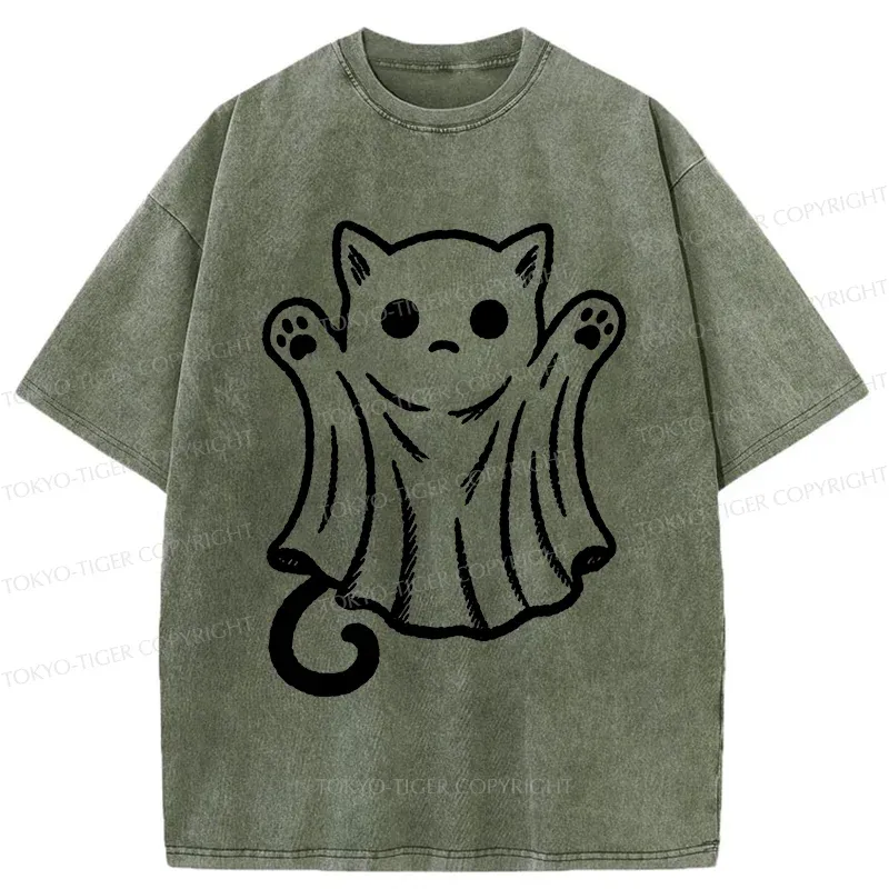 Tokyo-Tiger Cat Ghost Washed T-Shirt