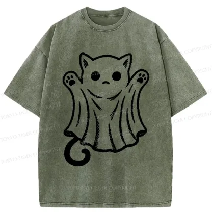 Tokyo-Tiger Cat Ghost Washed T-Shirt
