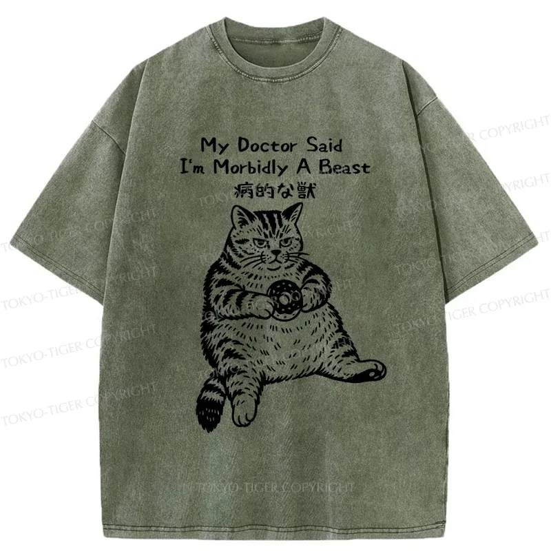 Tokyo-Tiger Lazy Fat Cat Washed T-Shirt