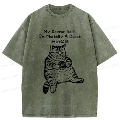 Tokyo-Tiger Lazy Fat Cat Washed T-Shirt