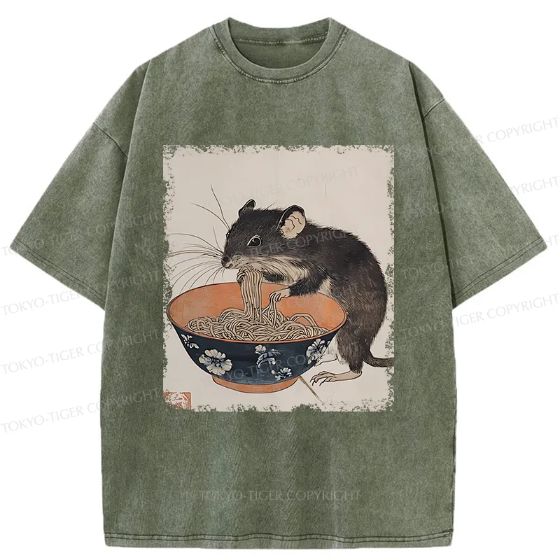 Tokyo-Tiger Mouse Steals Ramen Washed T-Shirt