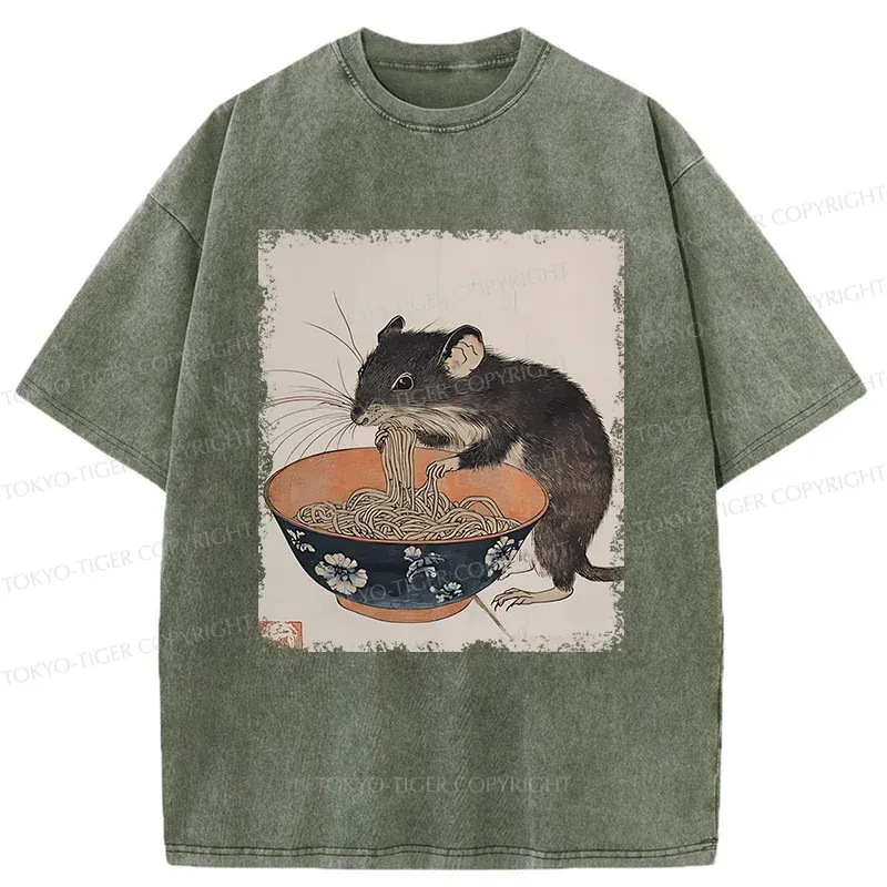 Tokyo-Tiger Mouse Steals Ramen Washed T-Shirt
