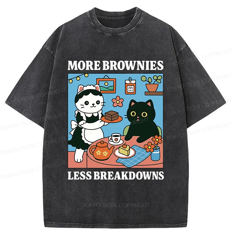 Tokyo-Tiger Cat Dessert Shop Washed T-Shirt