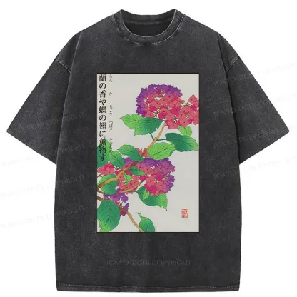 Tokyo-Tiger Purple Hydrangea Washed T-Shirt