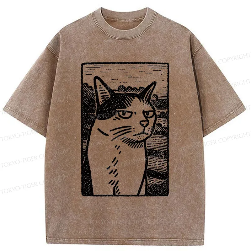 Tokyo-Tiger Cat's Hateful Eyes Washed T-Shirt