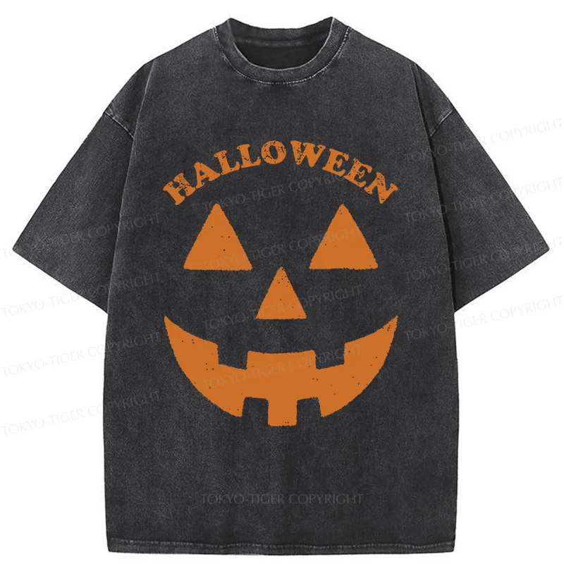 Tokyo-Tiger Fun Pumpkin Lantern Washed T-Shirt