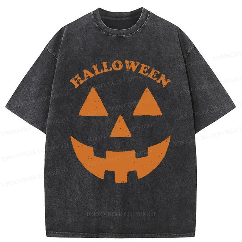 Tokyo-Tiger Fun Pumpkin Lantern Washed T-Shirt