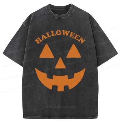 Tokyo-Tiger Fun Pumpkin Lantern Washed T-Shirt