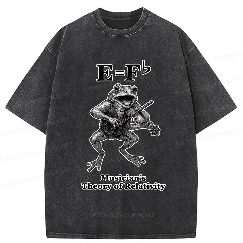 Tokyo-Tiger Frog Playing The Violin Washed T-Shirt