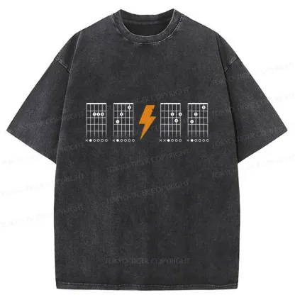 Tokyo-Tiger Funny Guitar Chords Washed T-Shirt