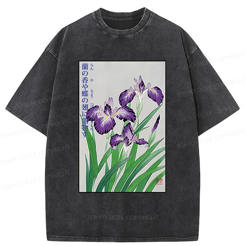Tokyo-Tiger Japanese Iris Washed T-Shirt