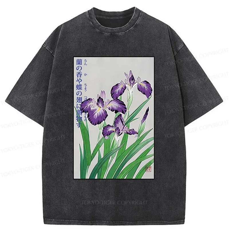 Tokyo-Tiger Japanese Iris Washed T-Shirt