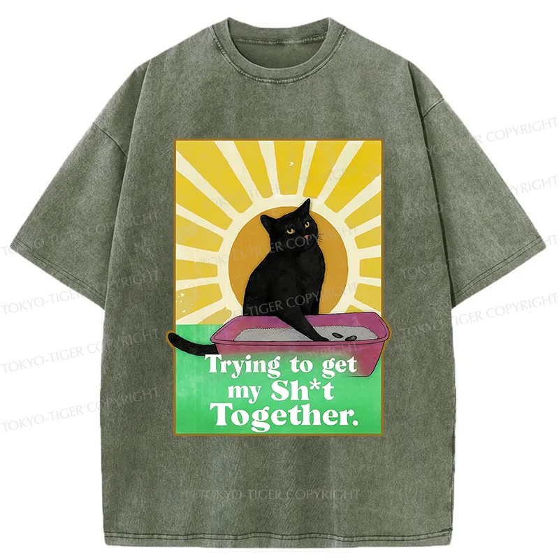 Tokyo-Tiger Cat That Scoops Up Shit Washed T-Shirt