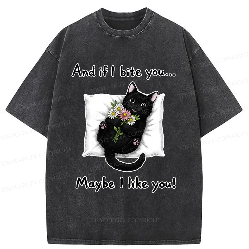 Tokyo-Tiger Cat's Expression Of Love Washed T-Shirt