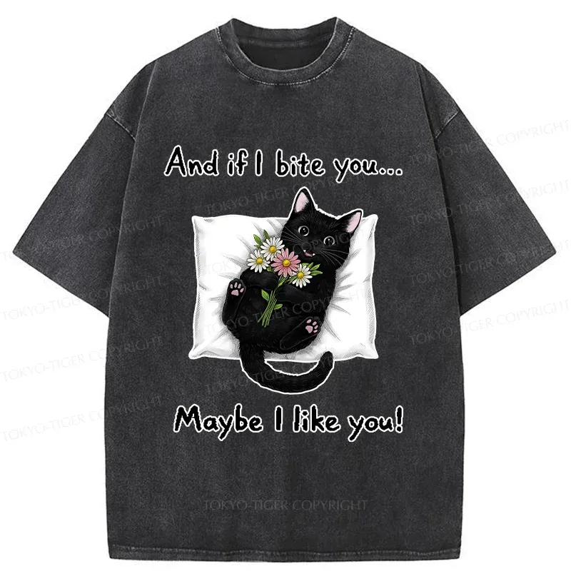 Tokyo-Tiger Cat's Expression Of Love Washed T-Shirt