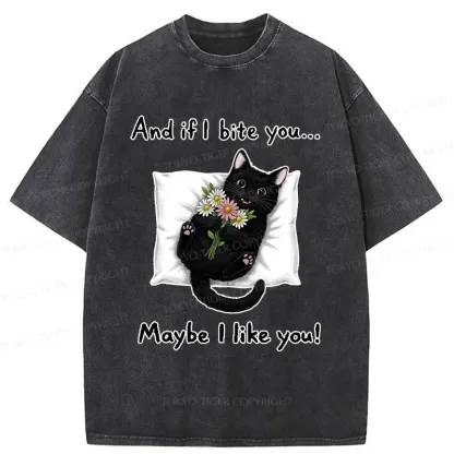 Tokyo-Tiger Cat's Expression Of Love Washed T-Shirt