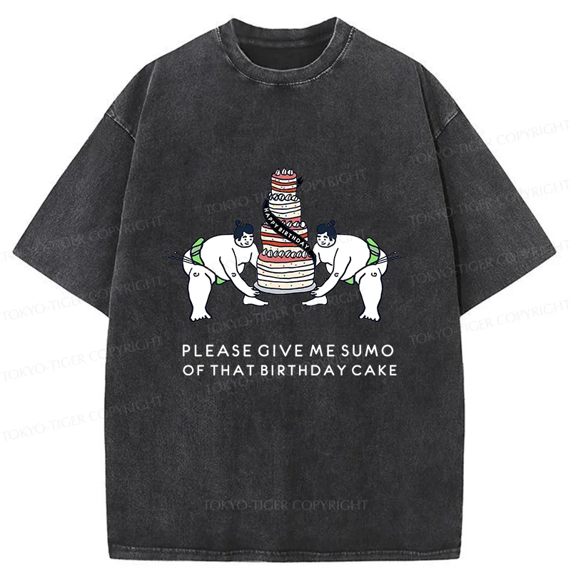 Tokyo-Tiger Sumo Wrestlers Lift The Cake Washed T-Shirt
