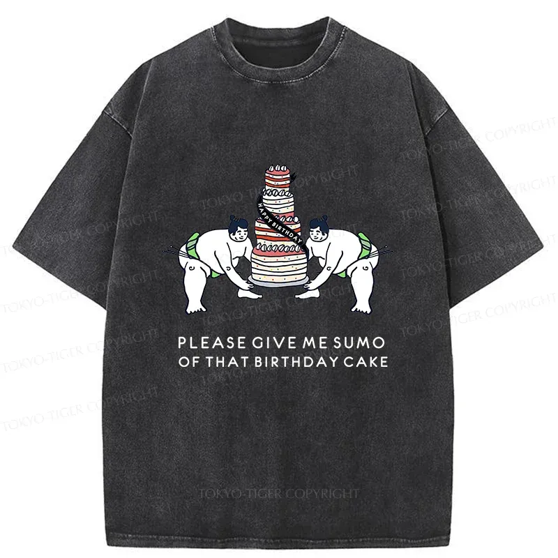Tokyo-Tiger Sumo Wrestlers Lift The Cake Washed T-Shirt