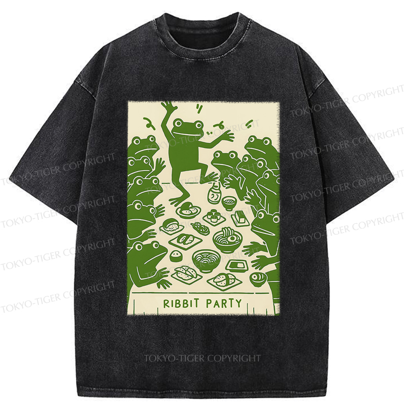 Tokyo-Tiger Ribbit Party Washed T-Shirt