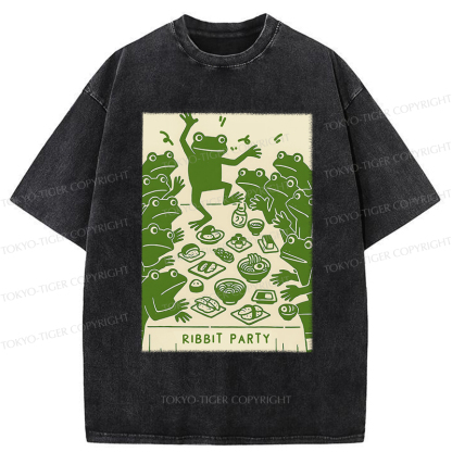 Tokyo-Tiger Ribbit Party Washed T-Shirt