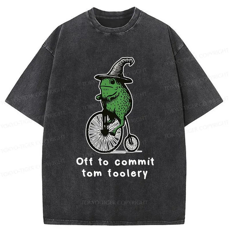 Tokyo-Tiger Frog Riding Penny-farthing Washed T-Shirt Sale