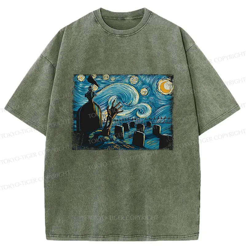 Tokyo-Tiger Halloween Under The Stars Washed T-Shirt