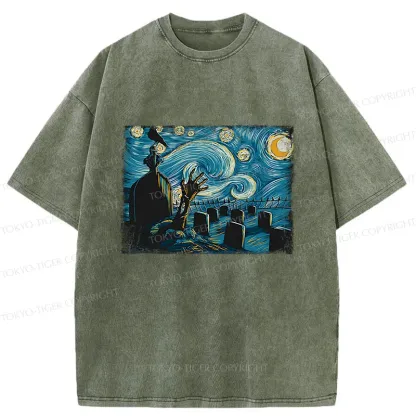Tokyo-Tiger Halloween Under The Stars Washed T-Shirt