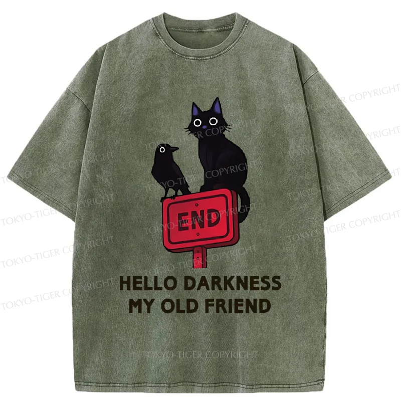 Tokyo-Tiger Black Cat And Crow Washed T-Shirt