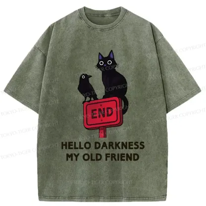 Tokyo-Tiger Black Cat And Crow Washed T-Shirt