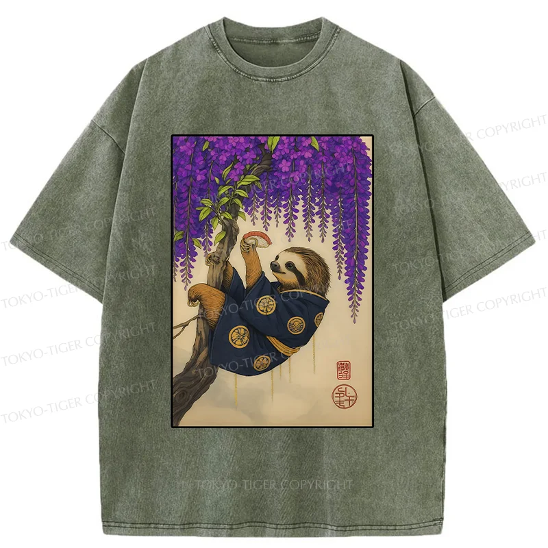 Tokyo-Tiger Japanese Sloth Washed T-Shirt