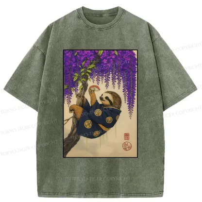 Tokyo-Tiger Japanese Sloth Washed T-Shirt