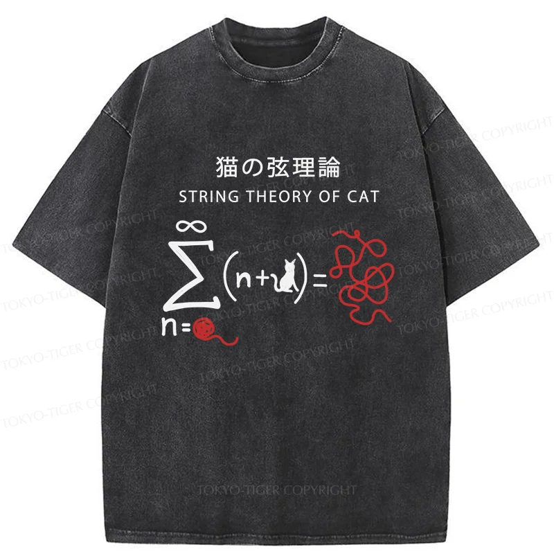 Tokyo-Tiger String Theory Of Cat Washed T-Shirt
