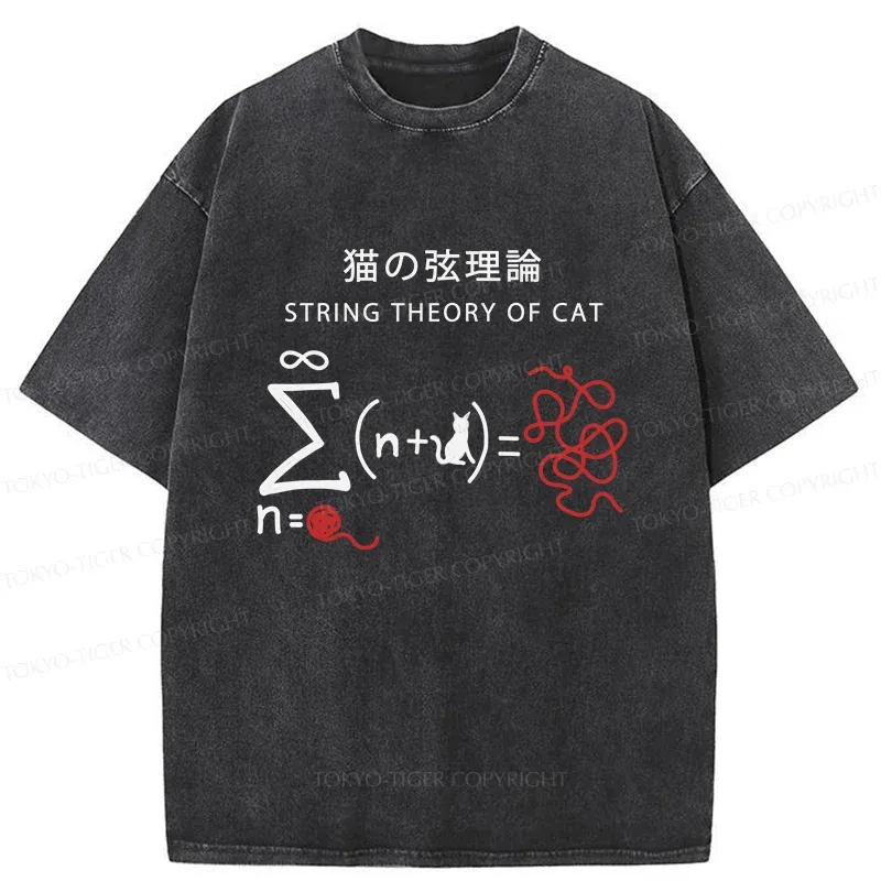 Tokyo-Tiger String Theory Of Cat Washed T-Shirt