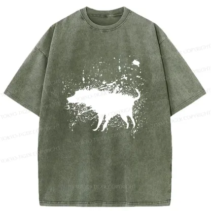 Tokyo-Tiger Tumbling Dog Washed T-Shirt