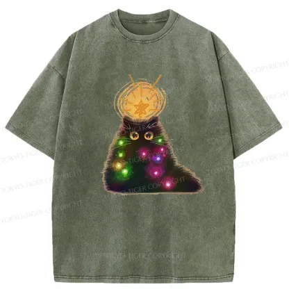 Tokyo-Tiger Christmas Cat Washed T-Shirt