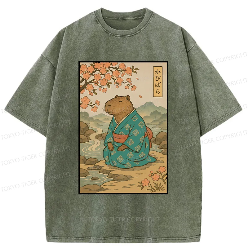 Tokyo-Tiger Japanese Capybara Washed T-Shirt
