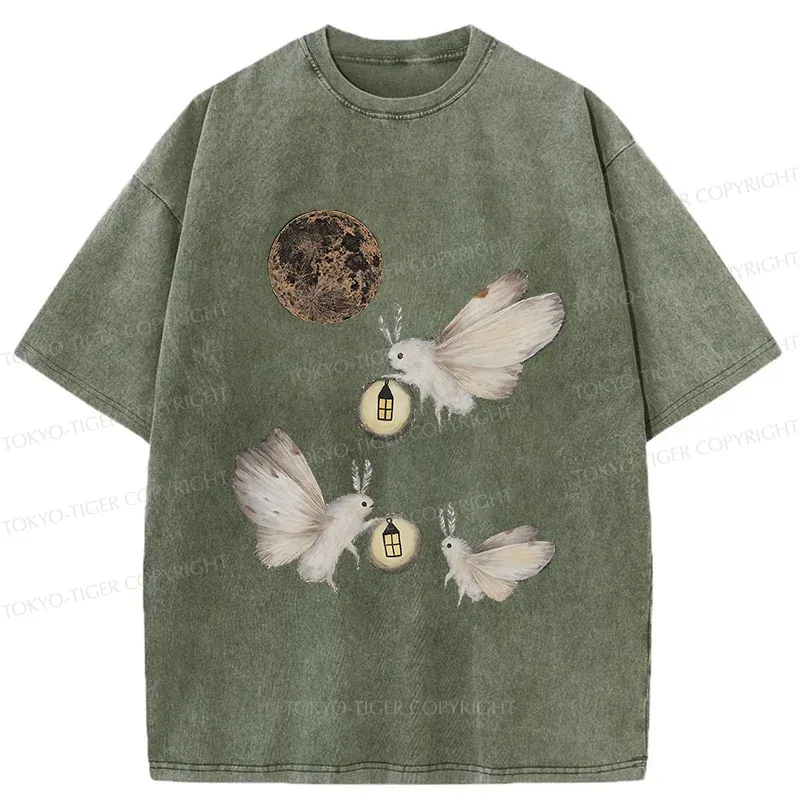 Tokyo-Tiger Night Moths Washed T-Shirt