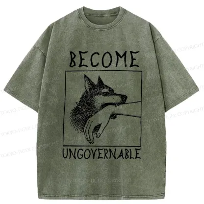 Tokyo-Tiger Uncontrolled Dog Washed T-Shirt