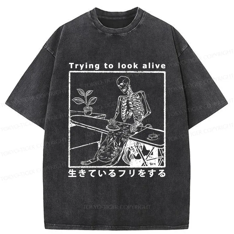 Tokyo-Tiger Ironing Shell Washed T-Shirt